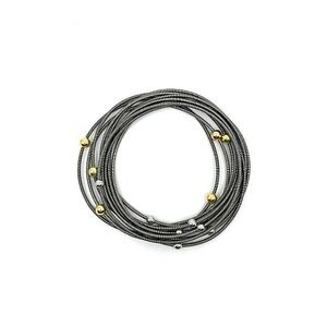 NWT Piano Wire Bracelet Slate with silver‎ and gold beads